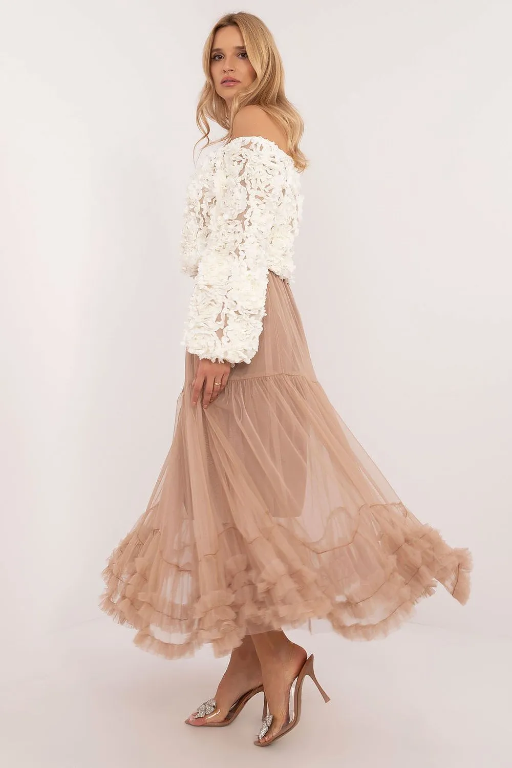 TEEK - Long Bottom Ruffle Tulle Skirt