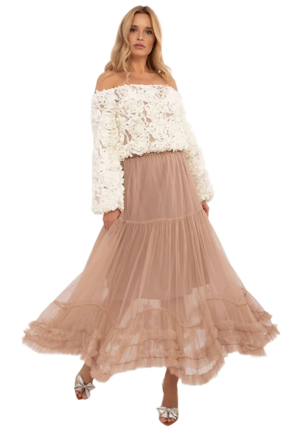 TEEK - Long Bottom Ruffle Tulle Skirt