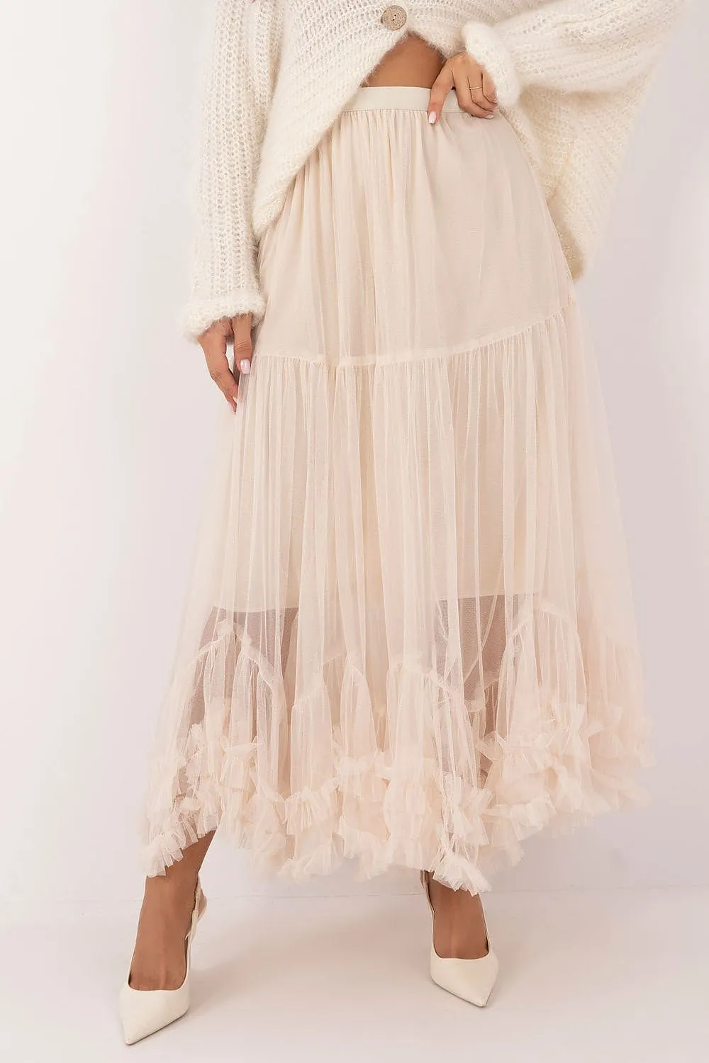 TEEK - Long Bottom Ruffle Tulle Skirt