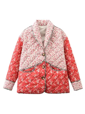 TEEK - Red Floral Quilted Coat