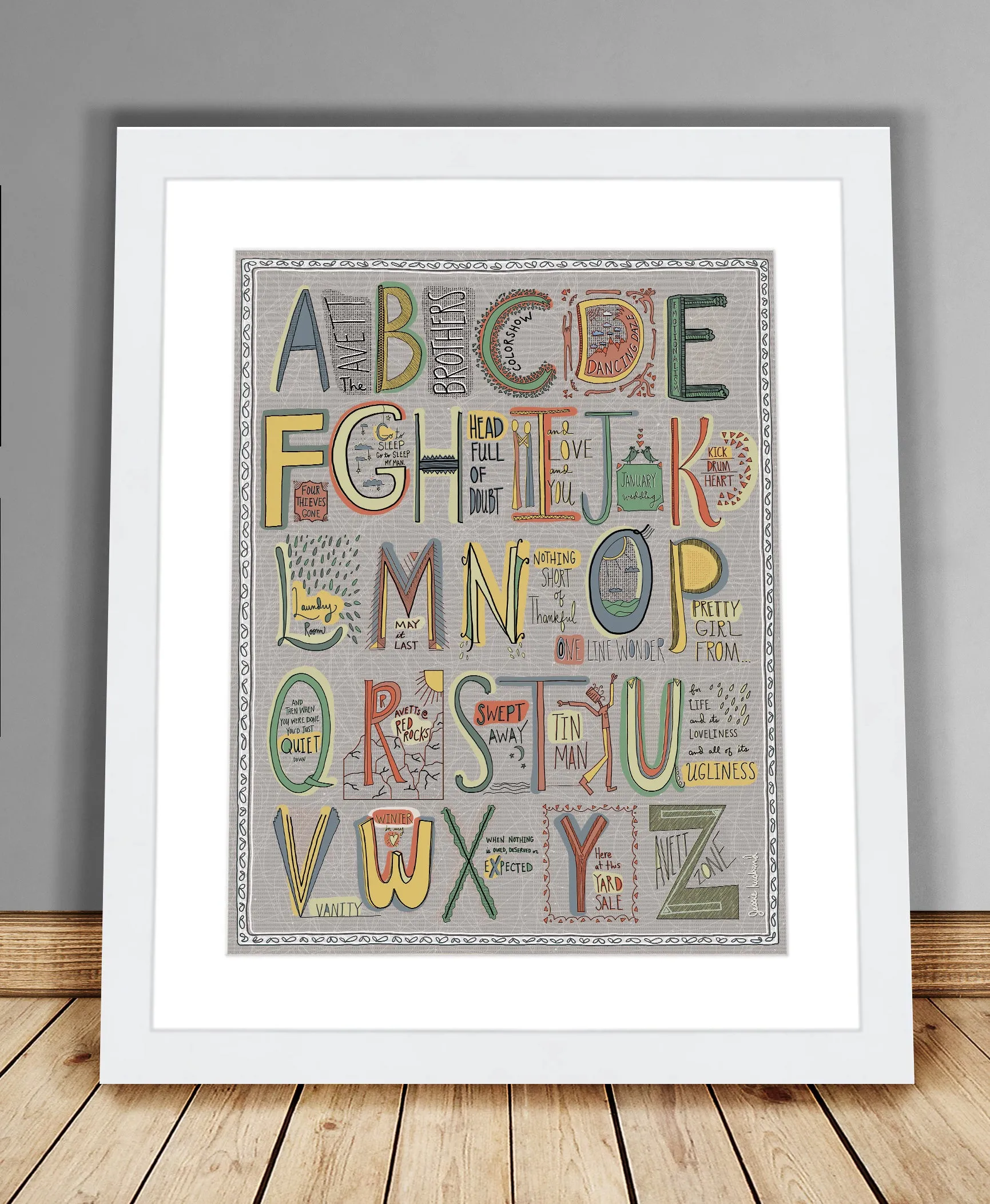 The Avett Brother's ABC Alphabet Art