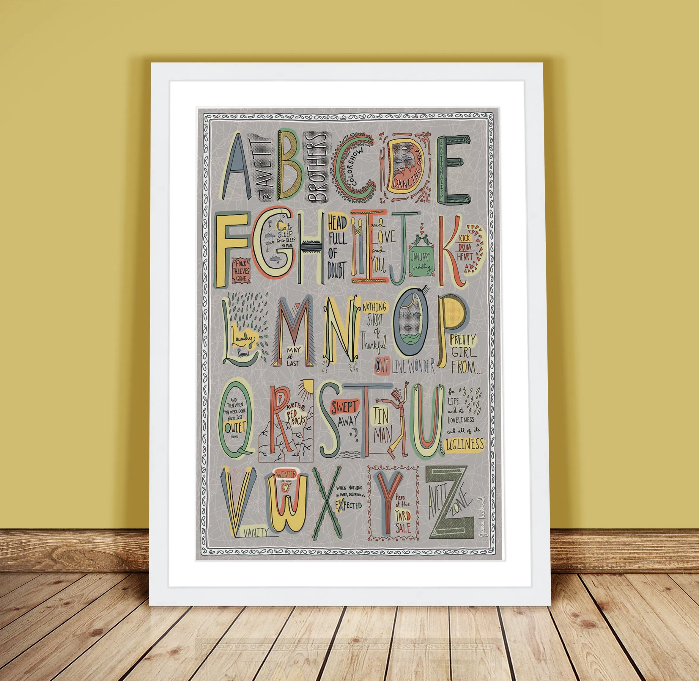 The Avett Brother's ABC Alphabet Art