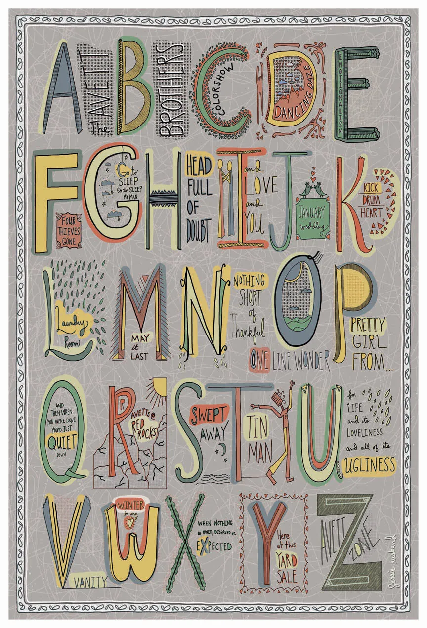 The Avett Brother's ABC Alphabet Art