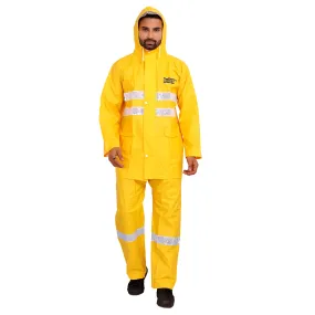 THE CLOWNFISH Polyester Rain Coat Casual Style For Men Waterproof For Bike With Hood Raincoat For Men. Set Of Top And Bottom Packed In A Storage Bag Indus Pro Series (Yellow, Xx-Large)