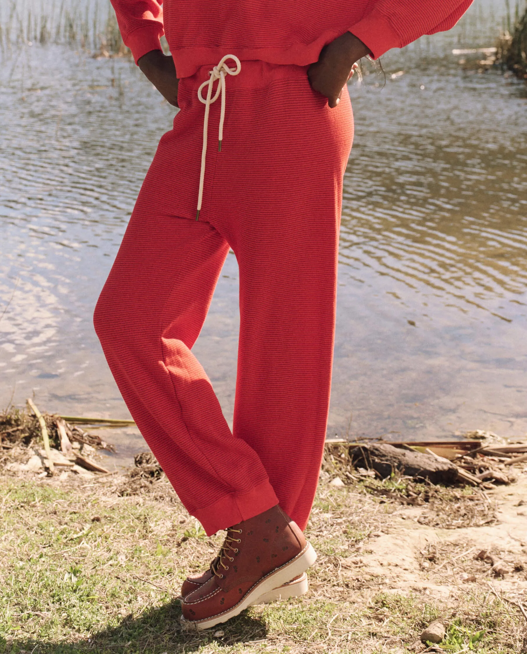 The Lantern Pant. -- Hot Red Overdyed Stripe