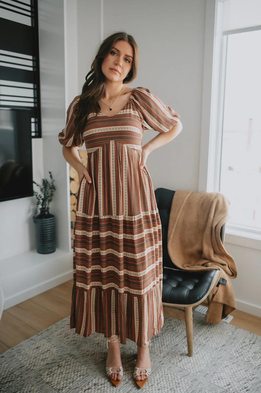 The Prairie Puff Sleeve Midi Dress - PLUS