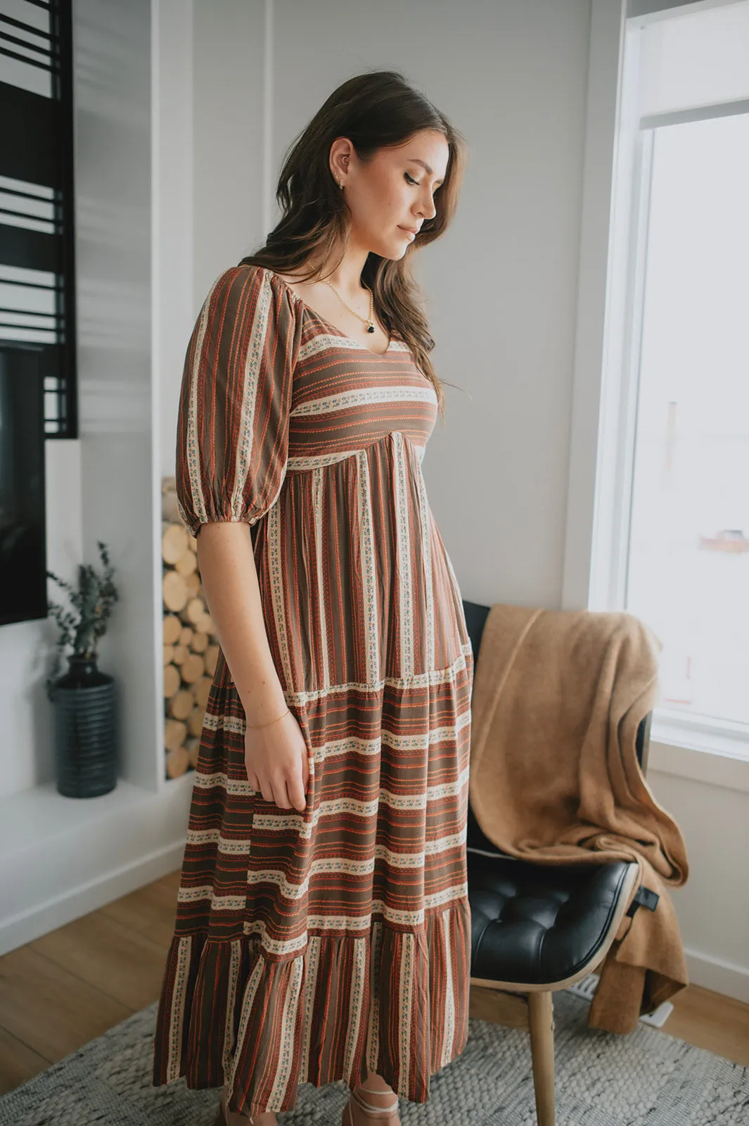 The Prairie Puff Sleeve Midi Dress - PLUS