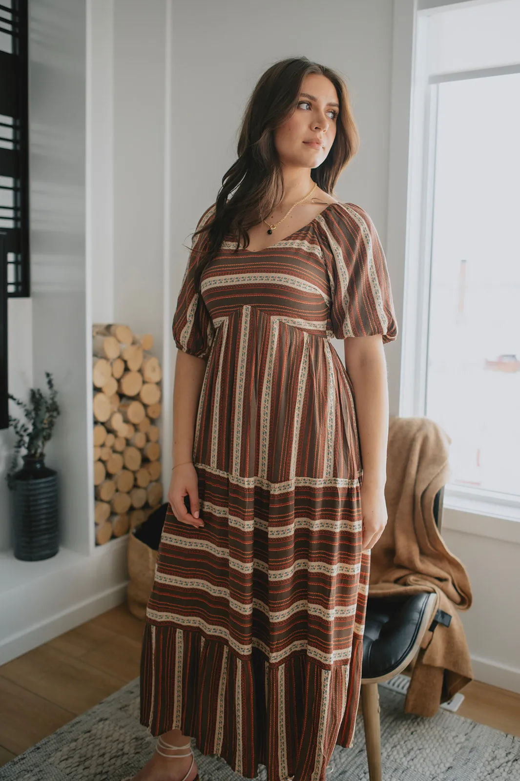 The Prairie Puff Sleeve Midi Dress - PLUS