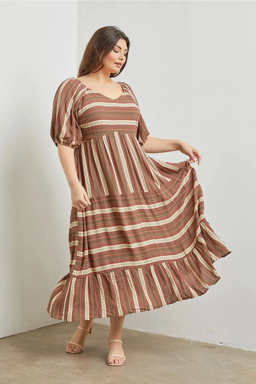 The Prairie Puff Sleeve Midi Dress - PLUS