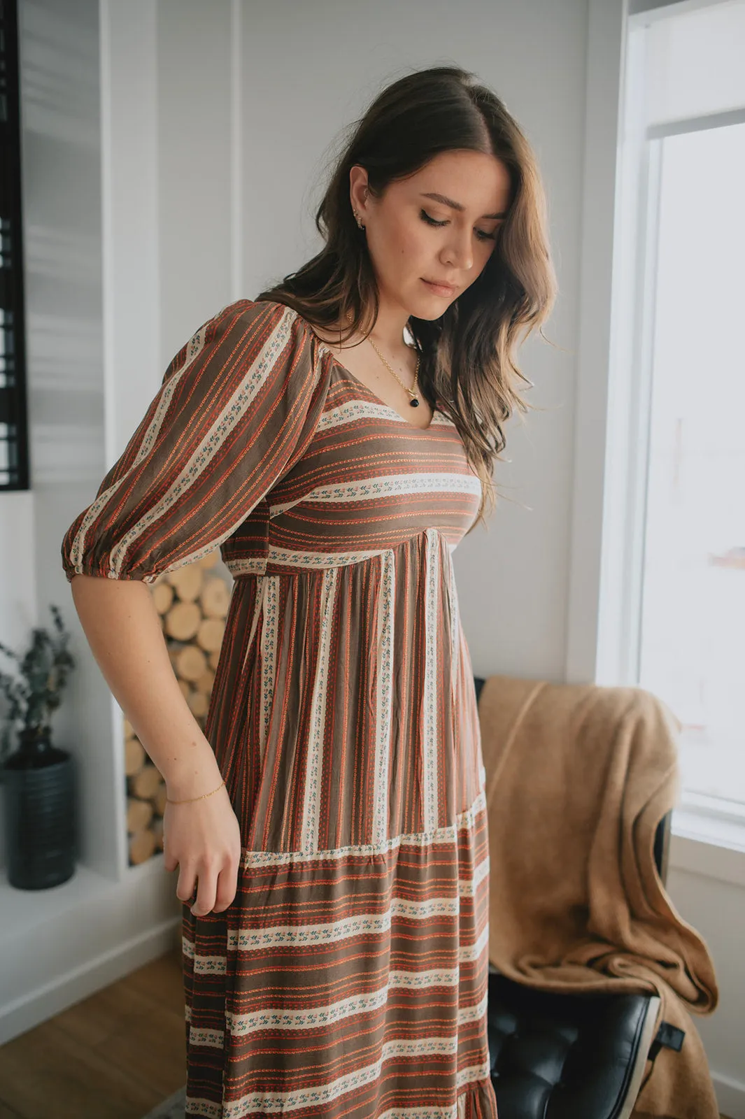 The Prairie Puff Sleeve Midi Dress - PLUS