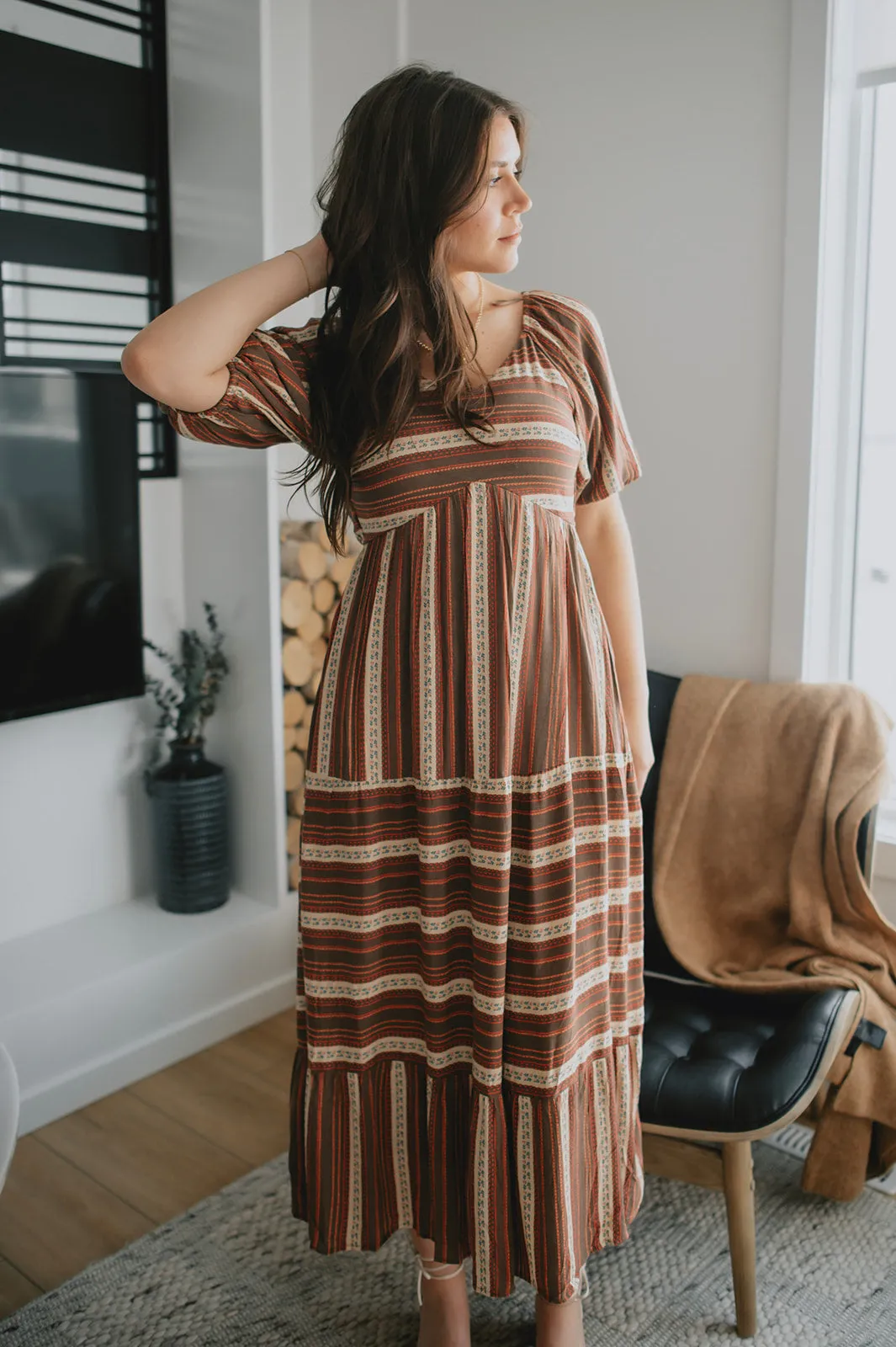 The Prairie Puff Sleeve Midi Dress - PLUS