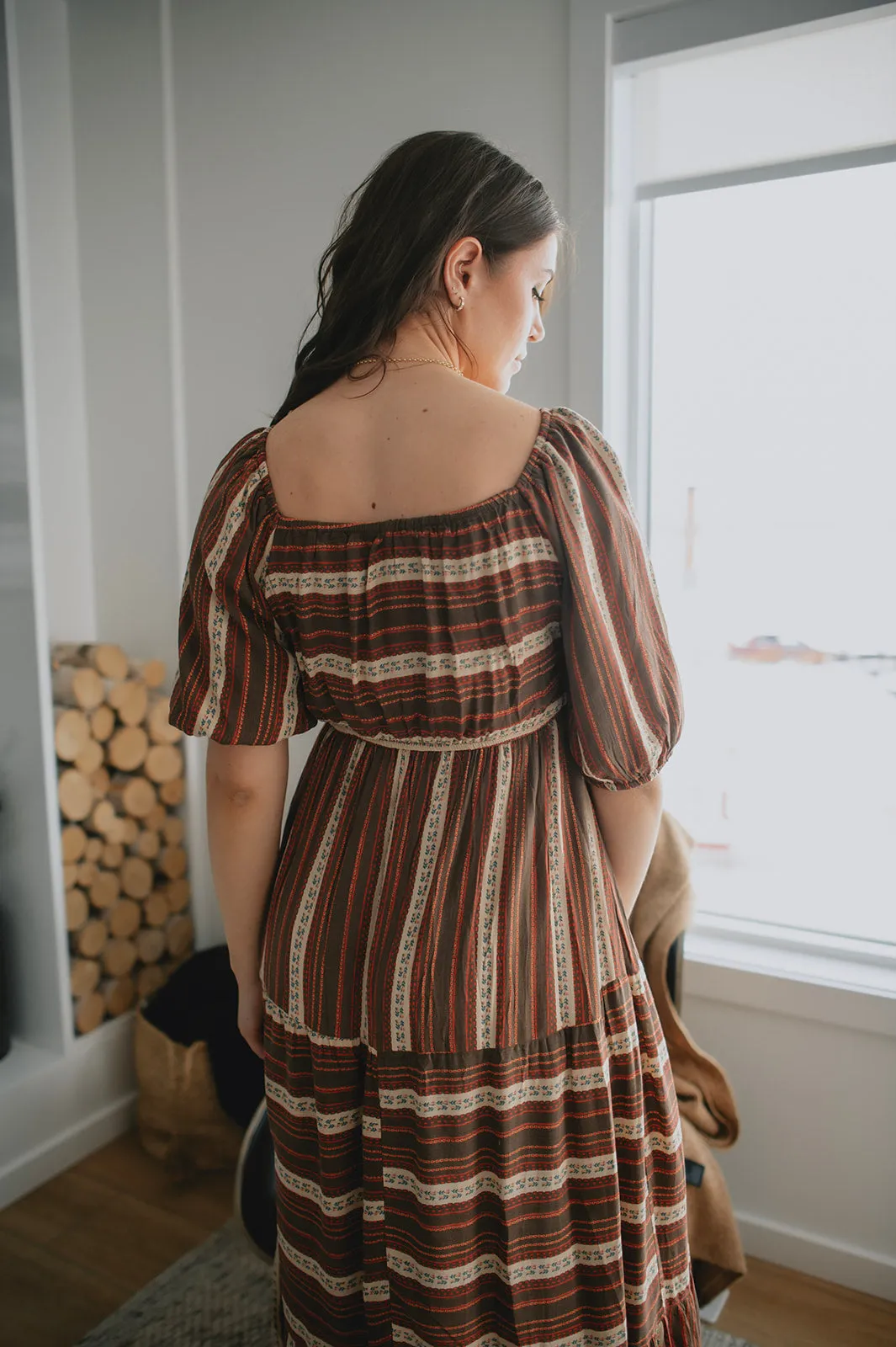 The Prairie Puff Sleeve Midi Dress - PLUS