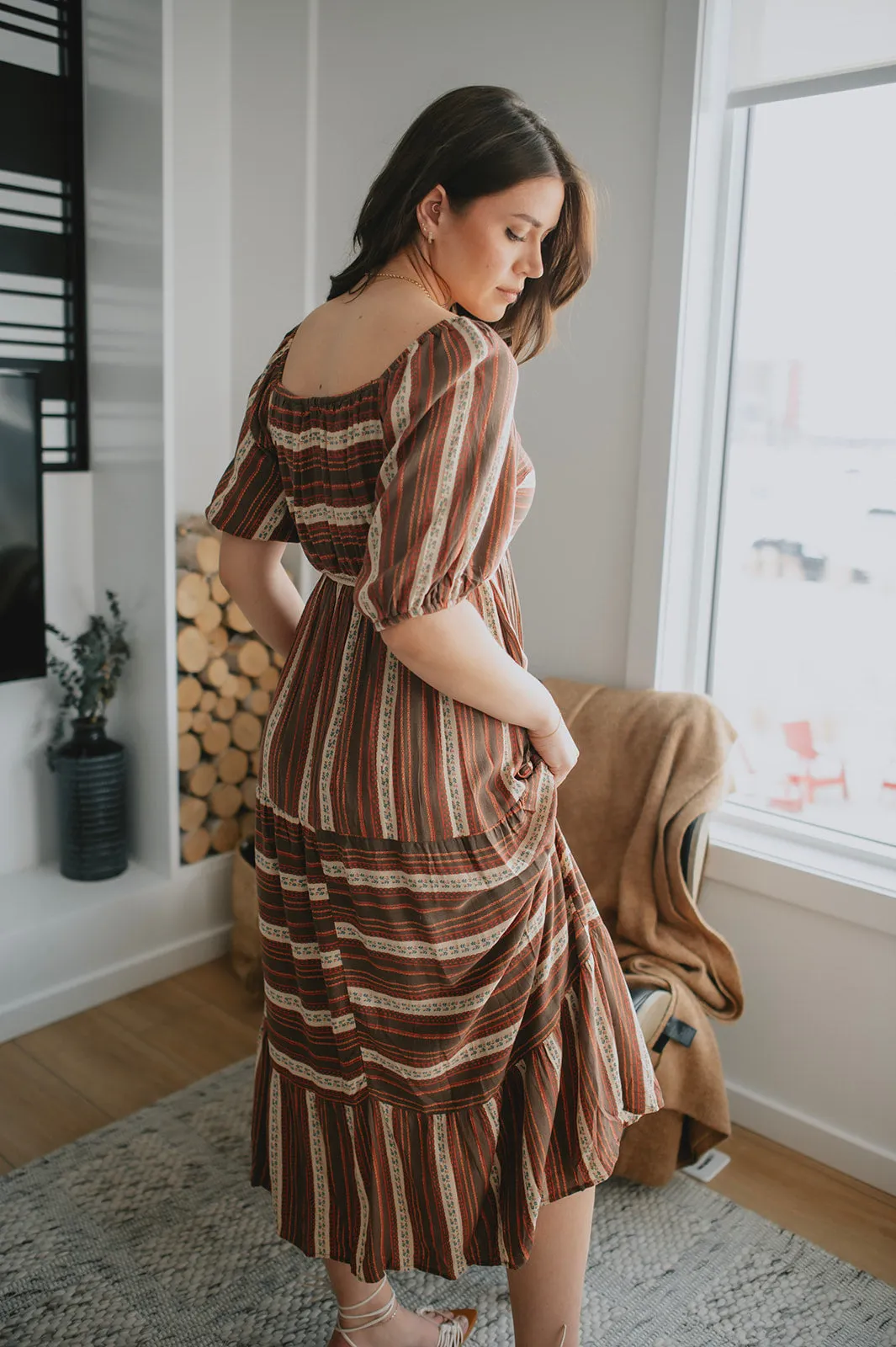 The Prairie Puff Sleeve Midi Dress - PLUS