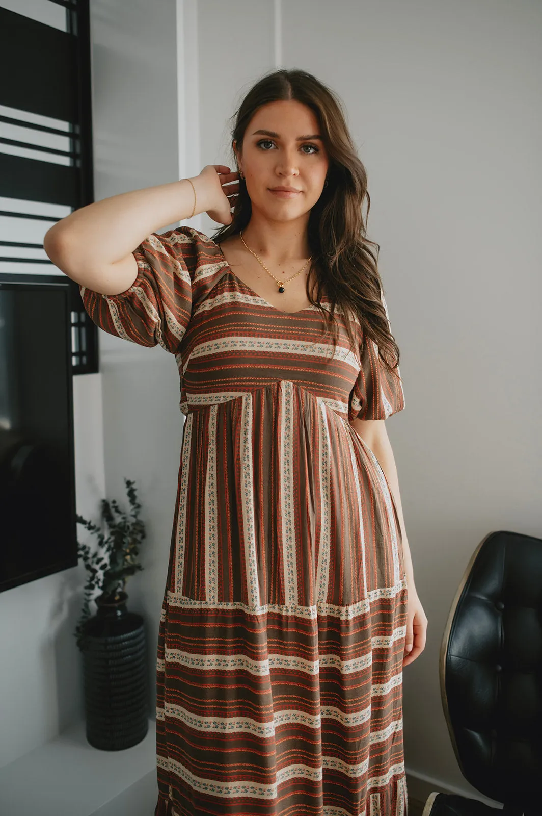 The Prairie Puff Sleeve Midi Dress - PLUS