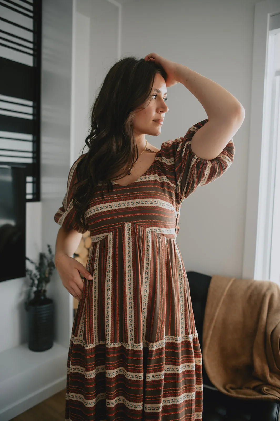 The Prairie Puff Sleeve Midi Dress - PLUS