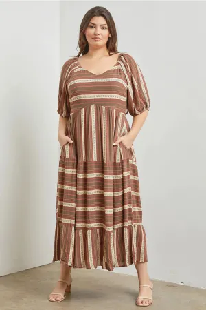 The Prairie Puff Sleeve Midi Dress - PLUS