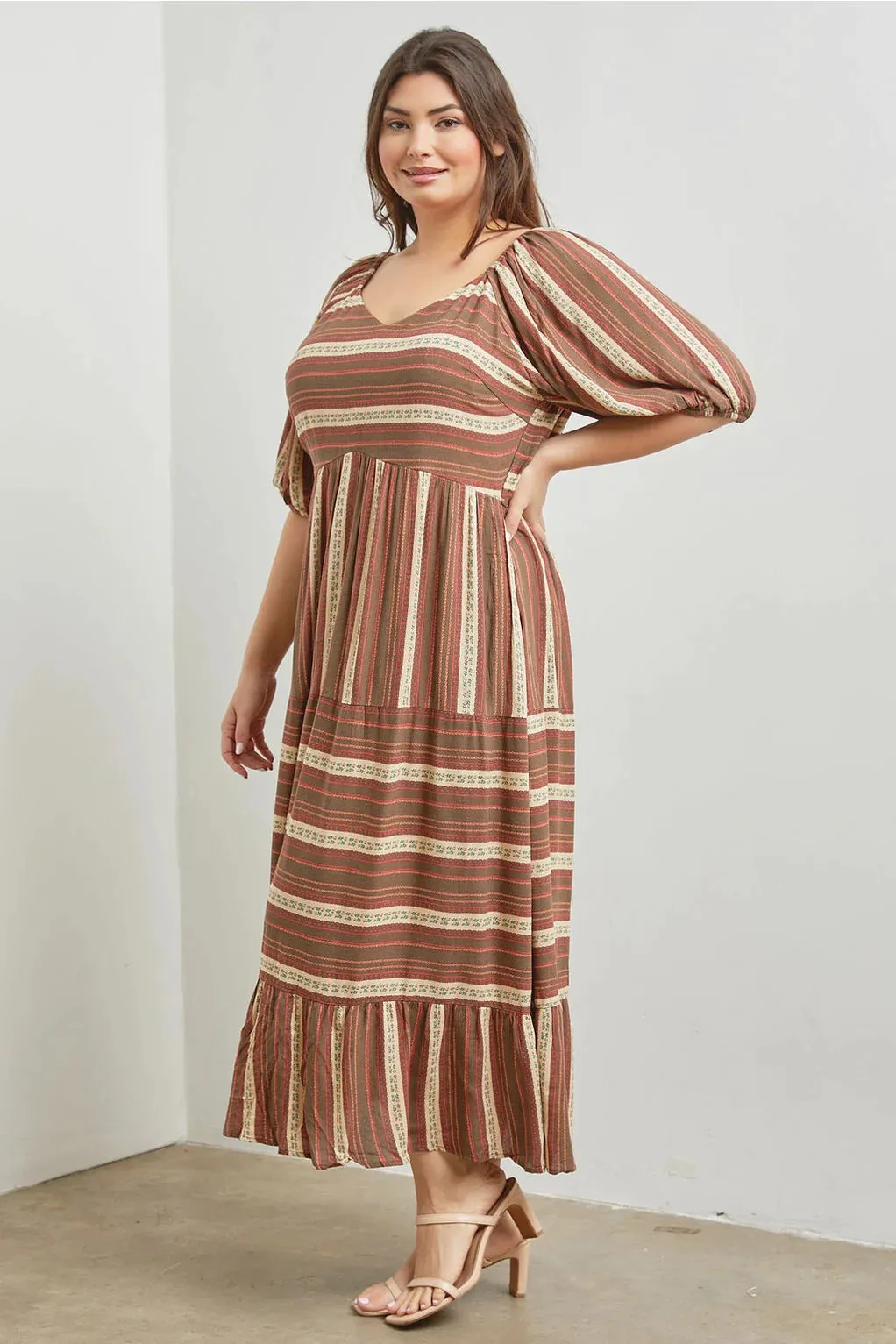 The Prairie Puff Sleeve Midi Dress - PLUS