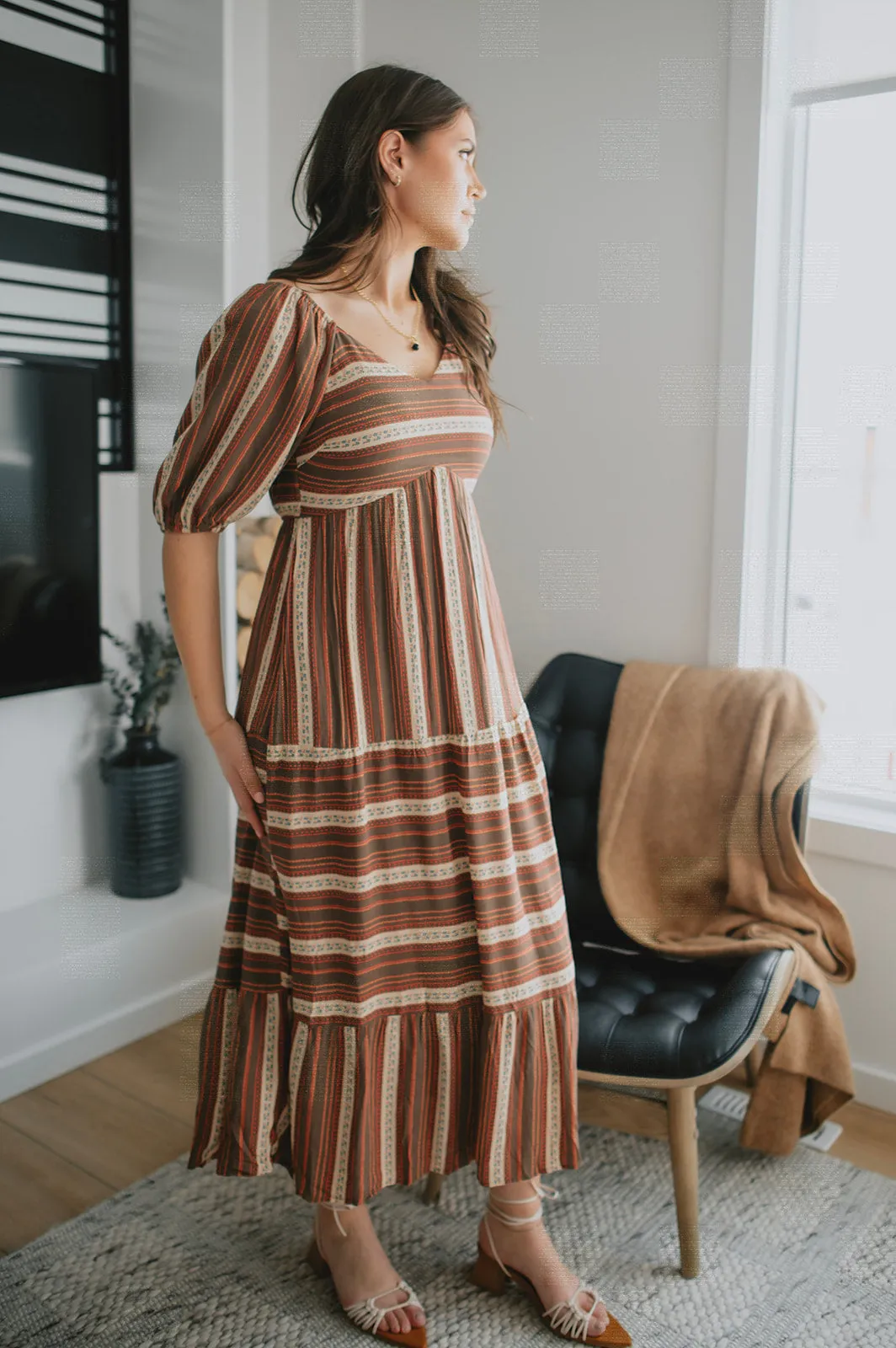 The Prairie Puff Sleeve Midi Dress - PLUS