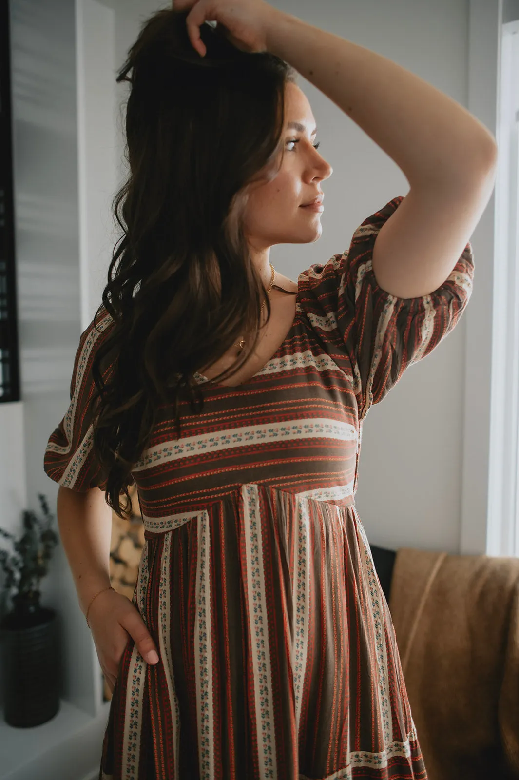 The Prairie Puff Sleeve Midi Dress - PLUS