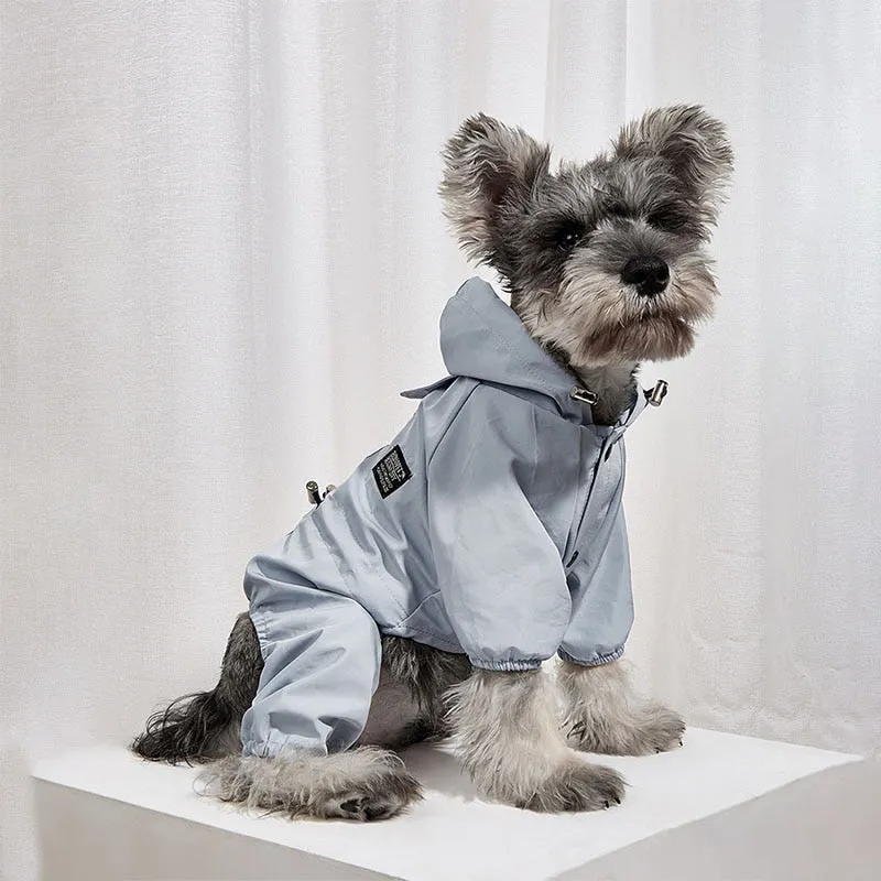 The Waterproof Reflective Dog Raincoat - Dusty Blue