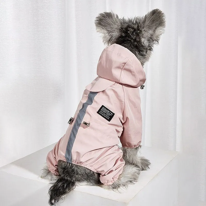 The Waterproof Reflective Dog Raincoat - Dusty Blue