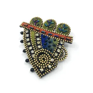 Three-Leaf Mixed Media Brooch by Odile Gova