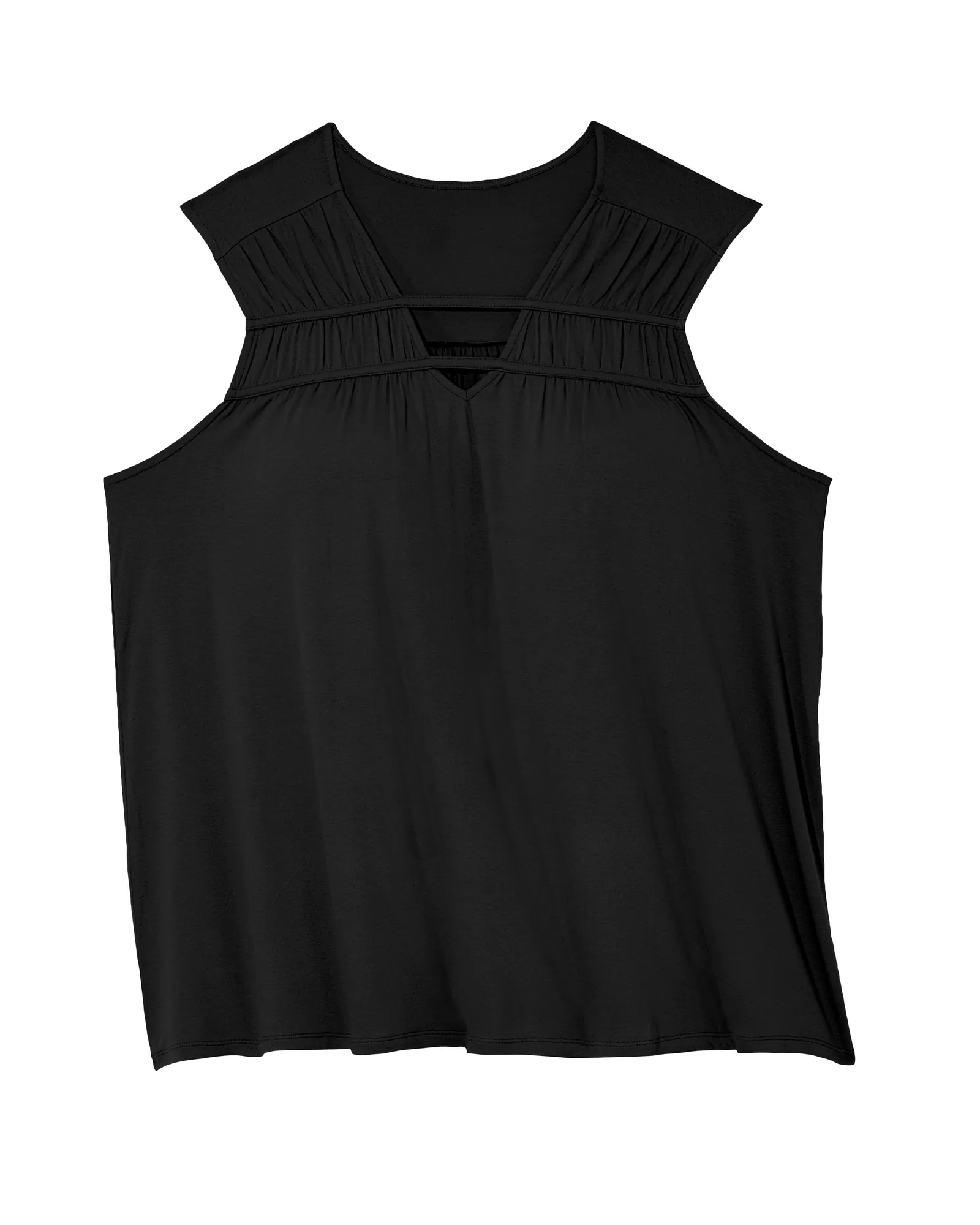 Traci Sleeveless Cut Out Neck Tank | Black