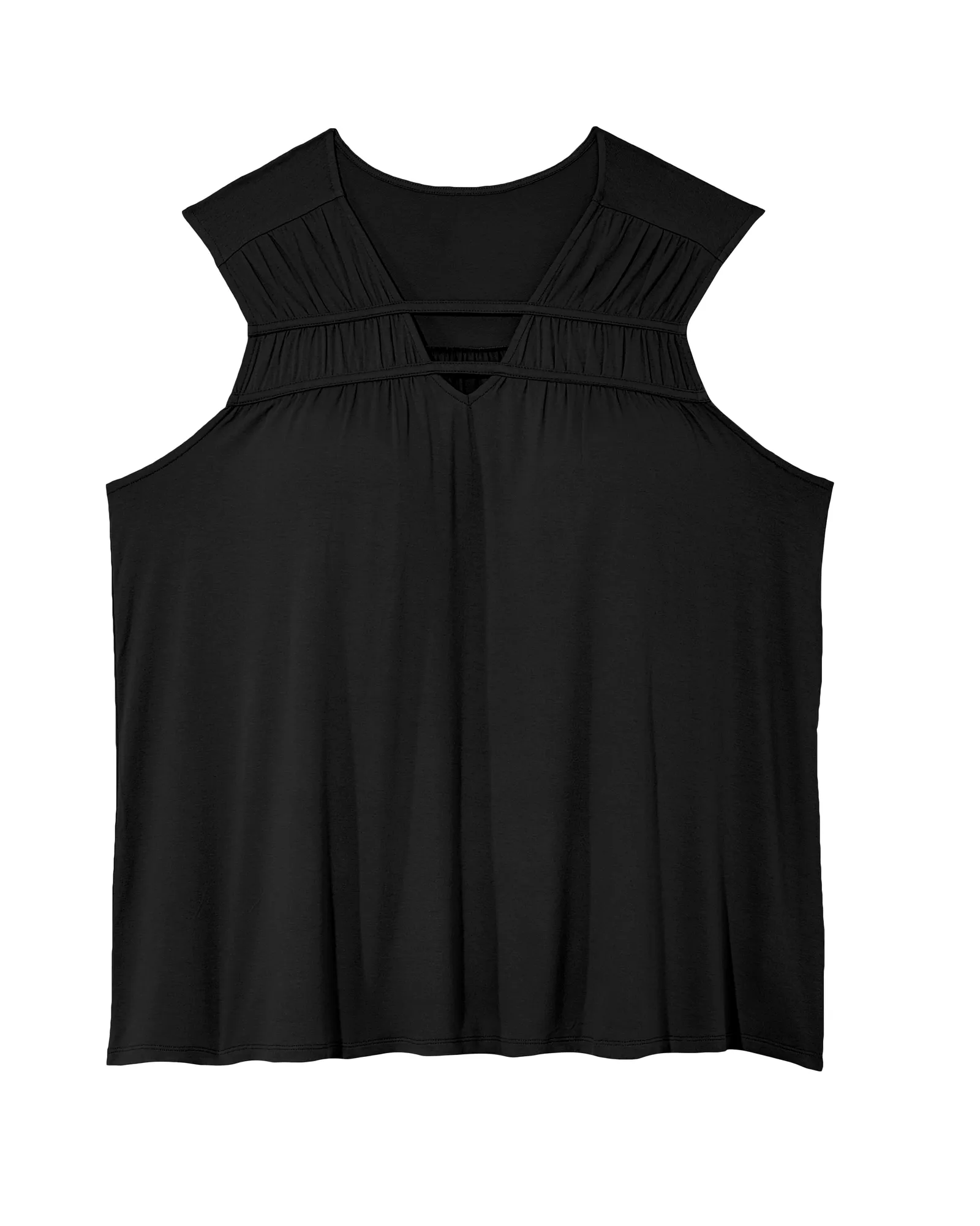 Traci Sleeveless Cut Out Neck Tank | Black