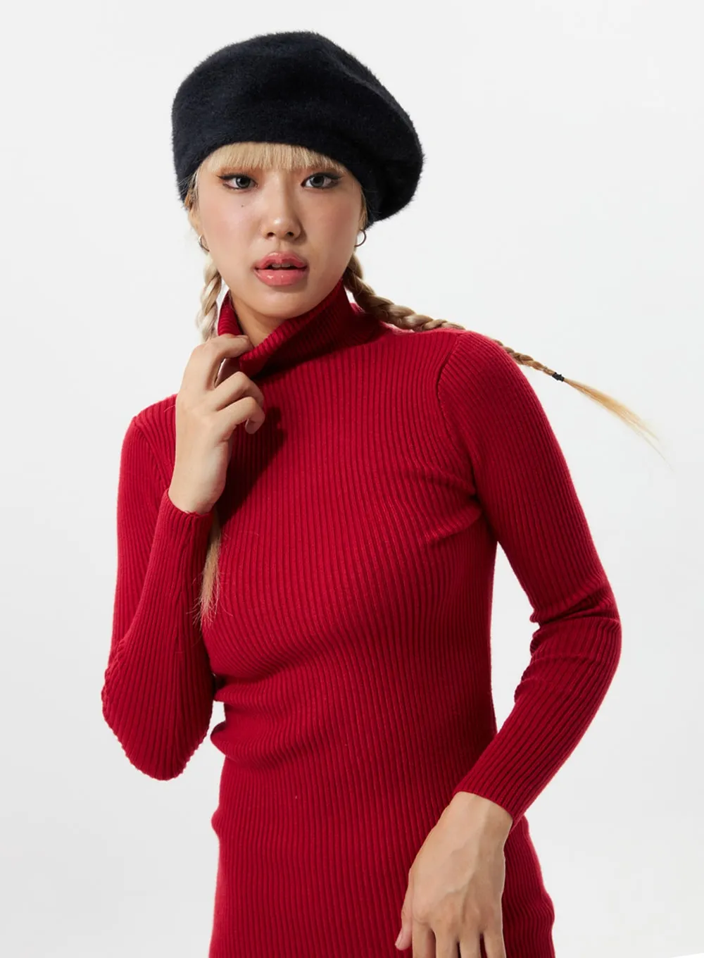 Turtle Neck Mini Sweater Dress IS305