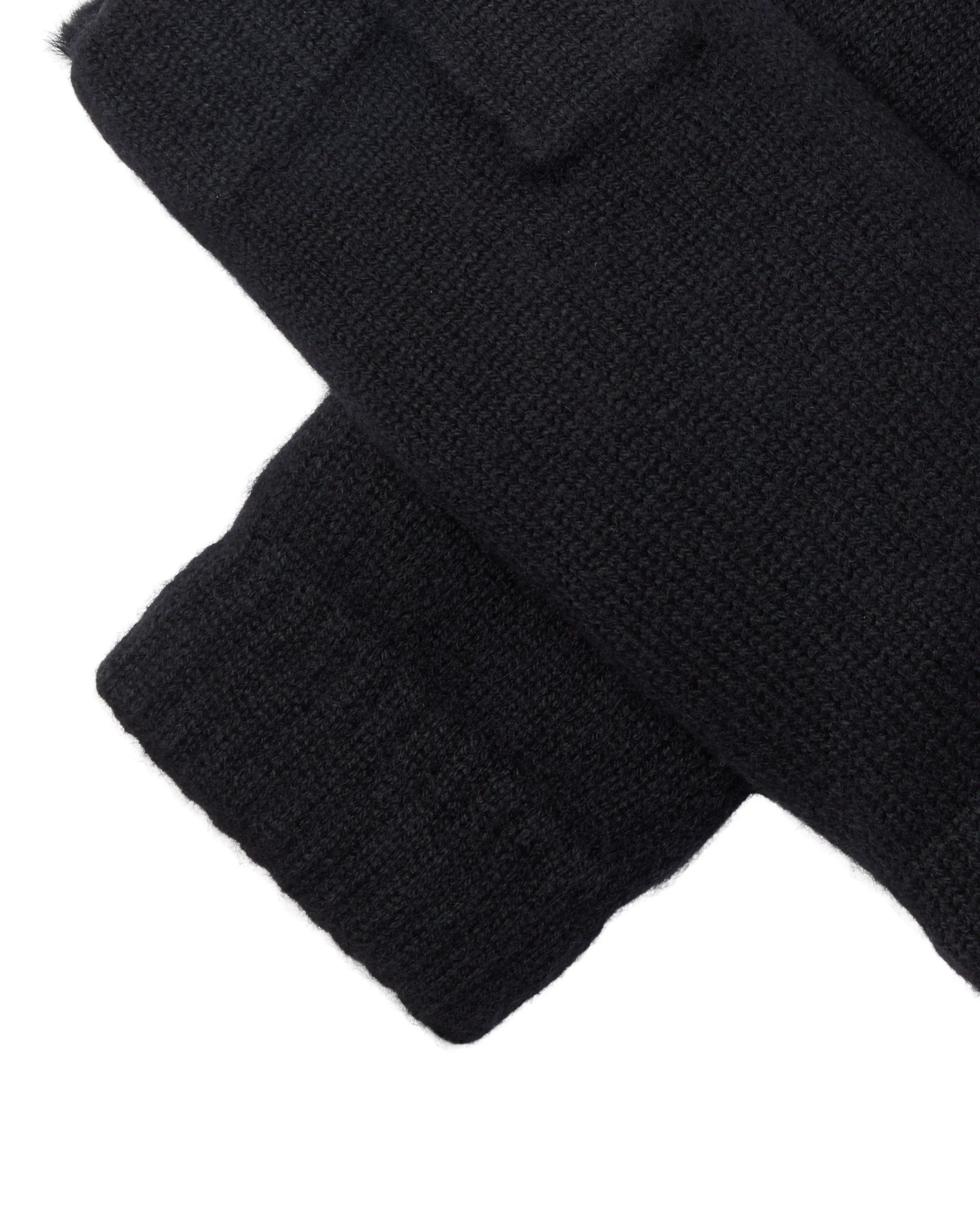 Unisex Fur Lined Fingerless Cashmere Gloves Black