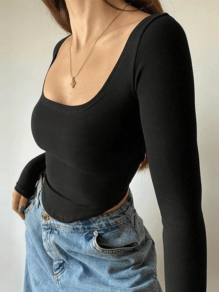 Uniwim Asymmetric Long Sleeve Crop Top