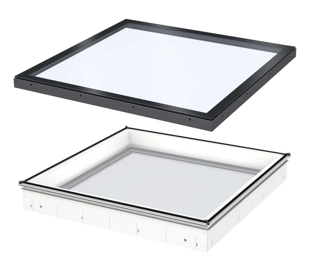 VELUX CFU 150150 S00M Fixed Flat Glass Rooflight Package 150 x 150 cm (Including CFU Double Glazed Base & ISU Flat Glass Top Cover)