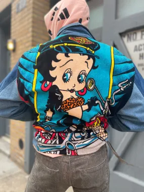 Vintage 80s Patchwork Biker Boop Jean Jacket