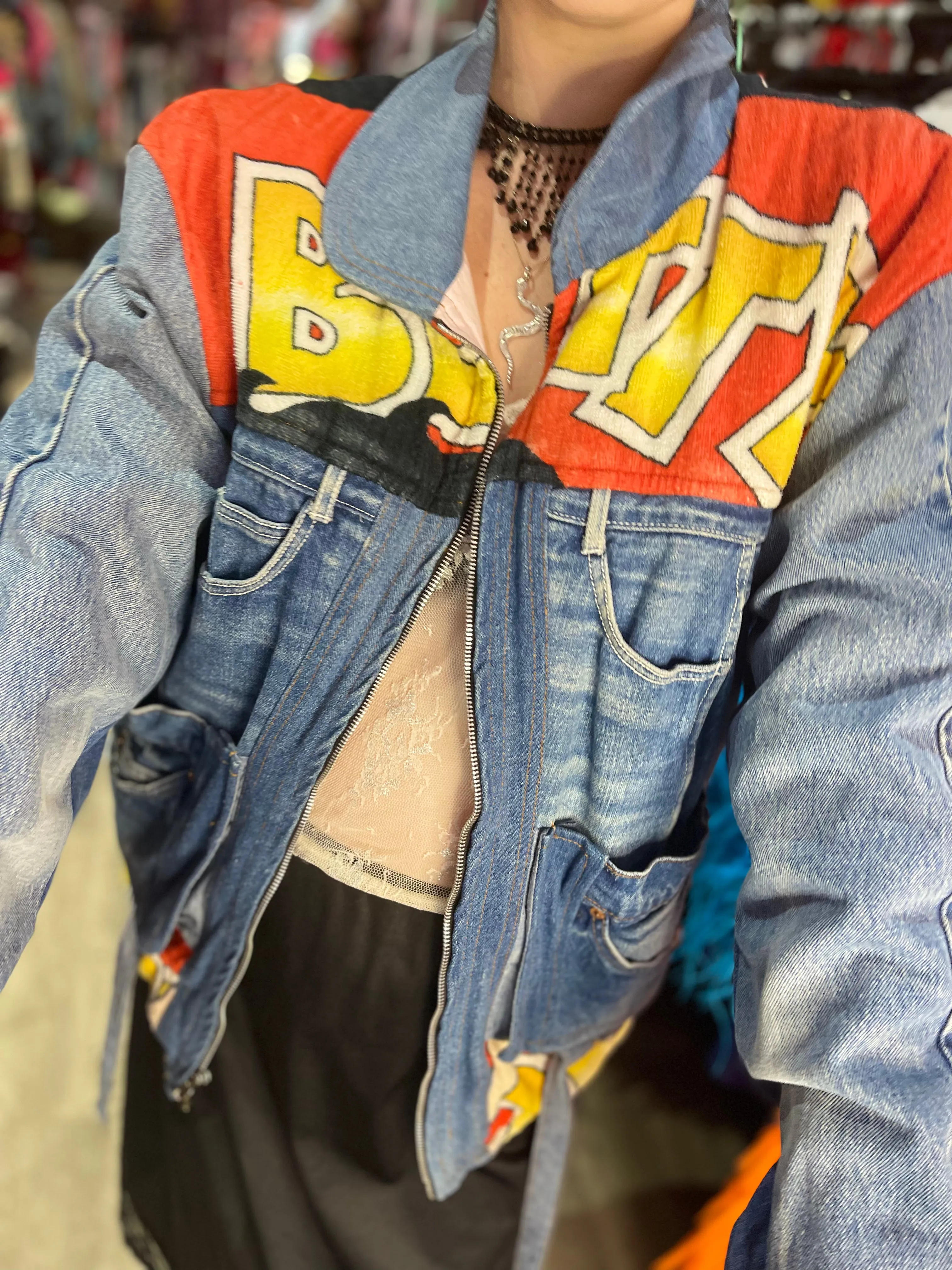 Vintage 90s Patchwork Betty Boop Jean Jacket