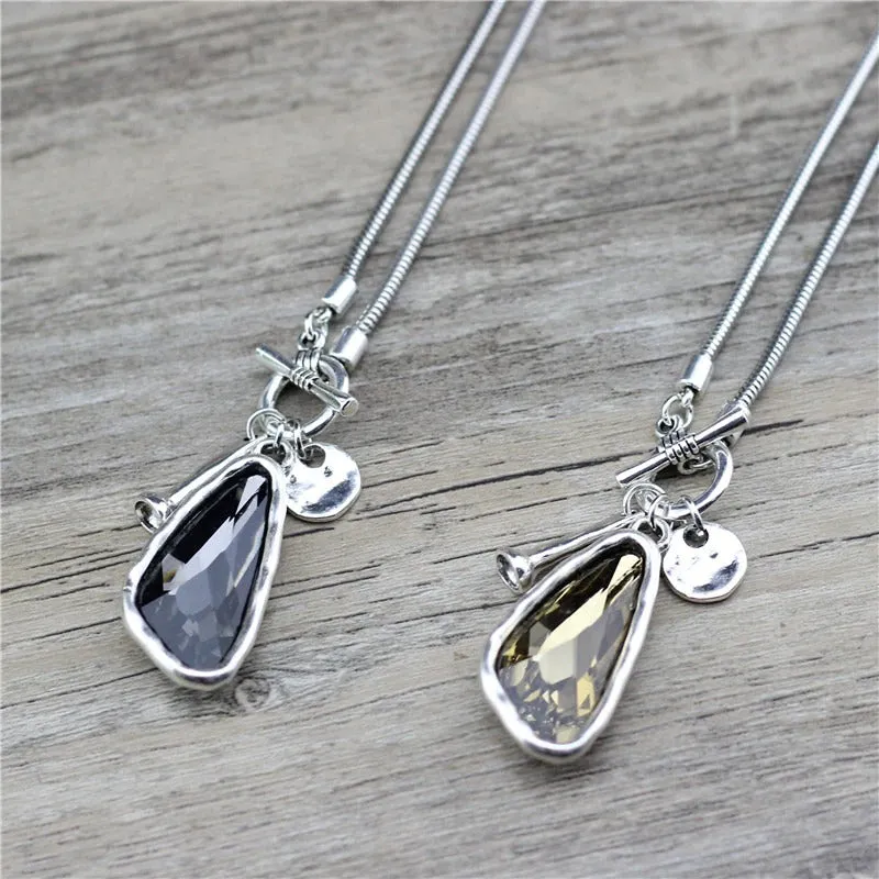 Vintage Long Rhinestone Pendant Charm Statement Necklaces