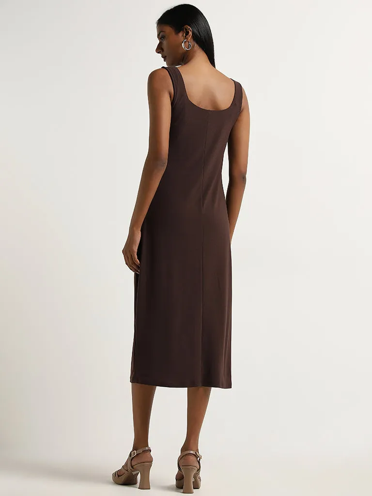 Wardrobe Brown Solid Slip Dress