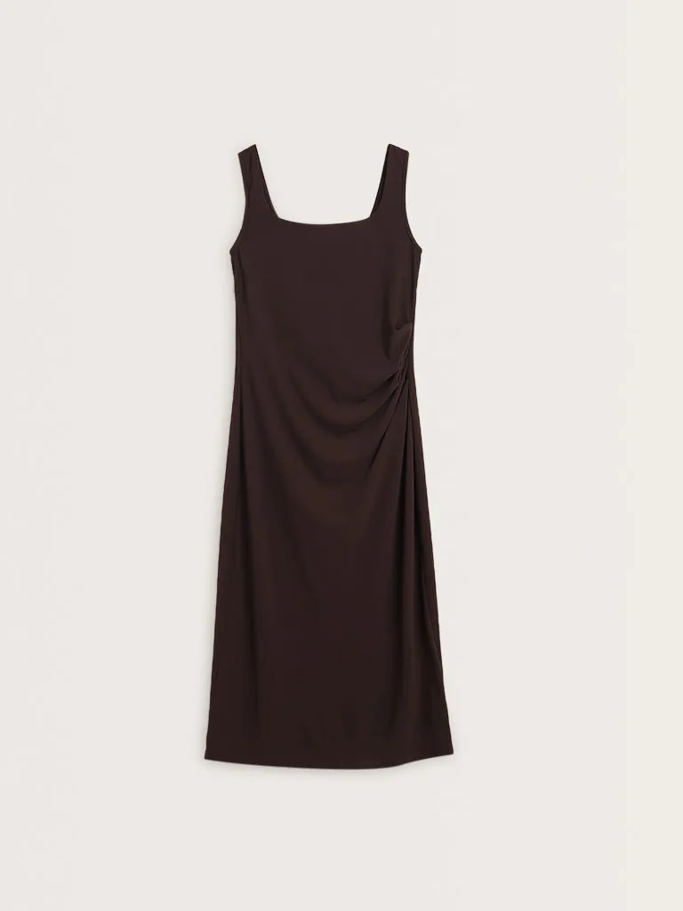 Wardrobe Brown Solid Slip Dress