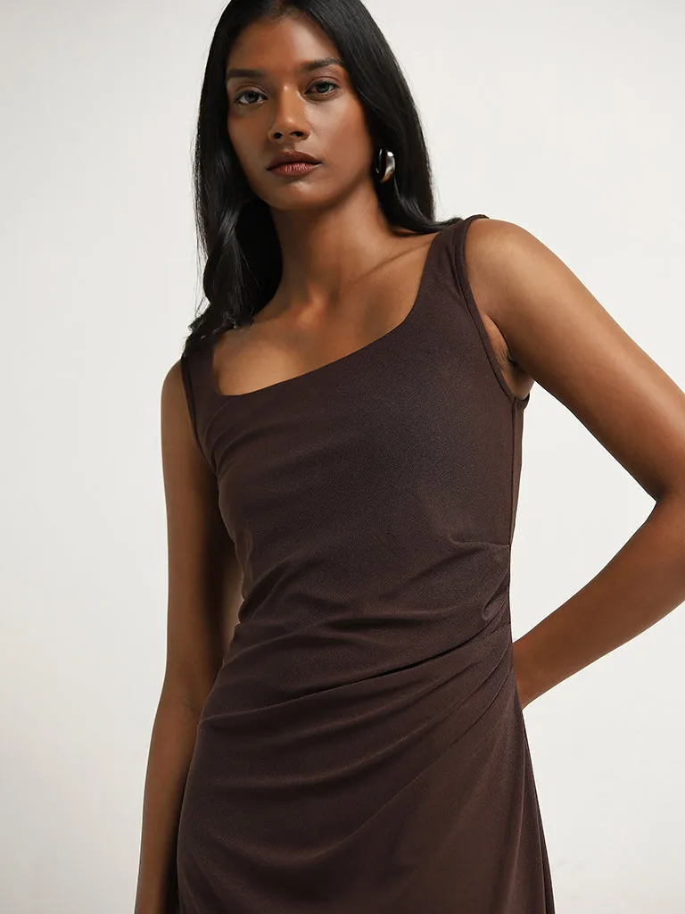 Wardrobe Brown Solid Slip Dress