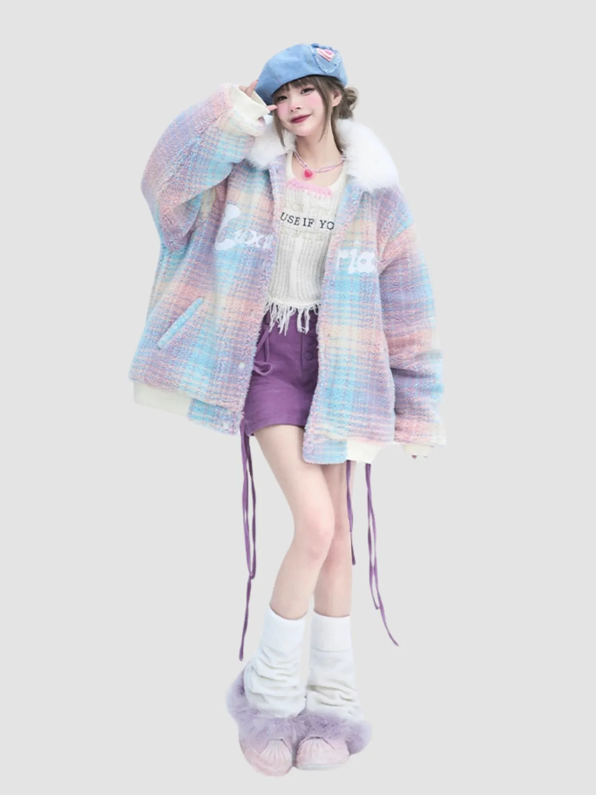 WLS Cotton Padded Loose Lamb Wool Coat