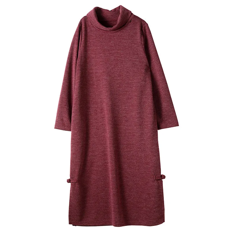 Women Casual Solid Color Sweater Dress