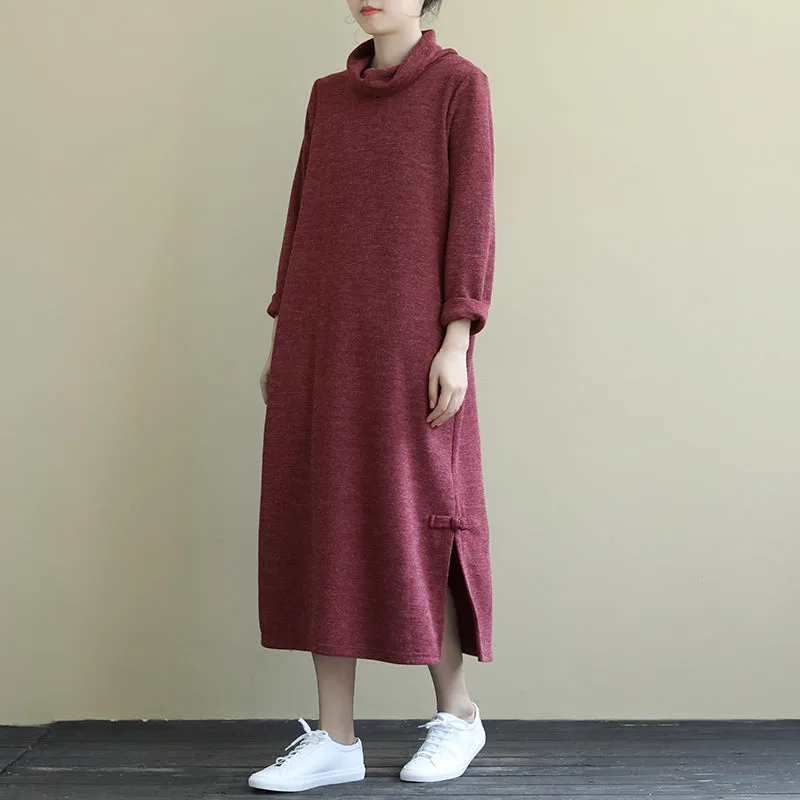 Women Casual Solid Color Sweater Dress