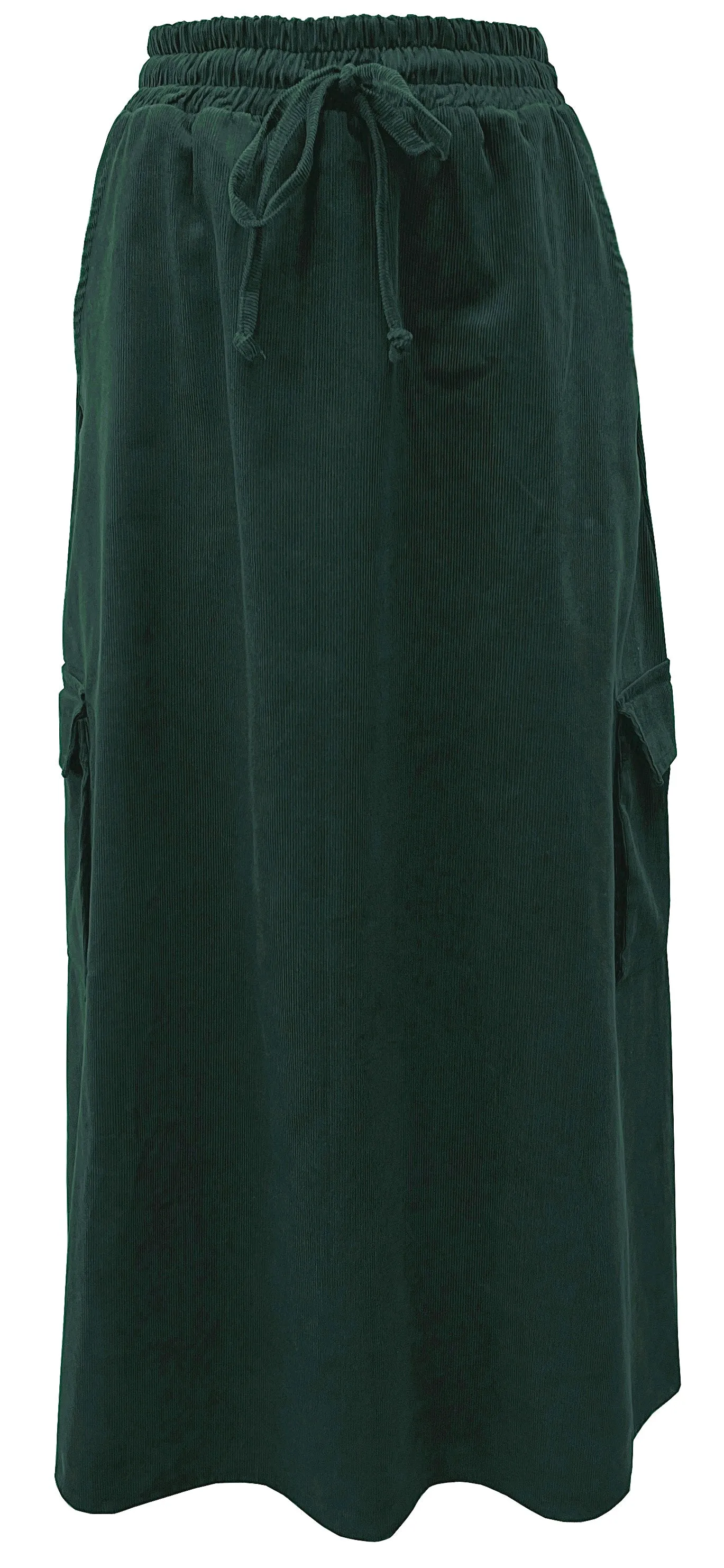 Women's 100% Cotton Lightweight Corduroy Cargo Pocket Maxi Skirt