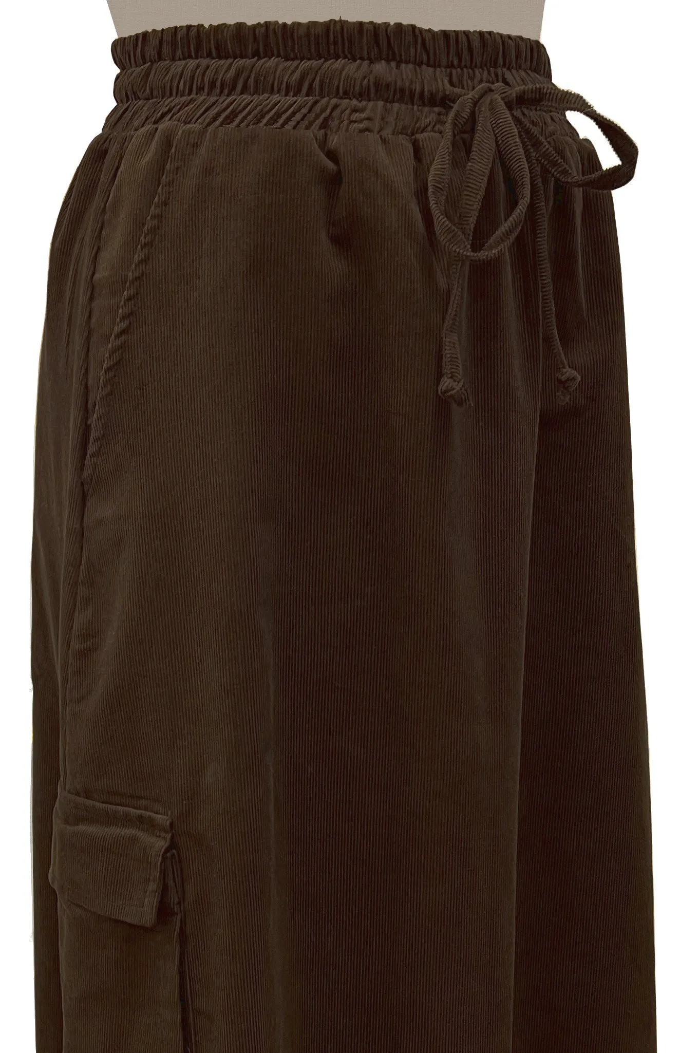 Women's 100% Cotton Lightweight Corduroy Cargo Pocket Maxi Skirt