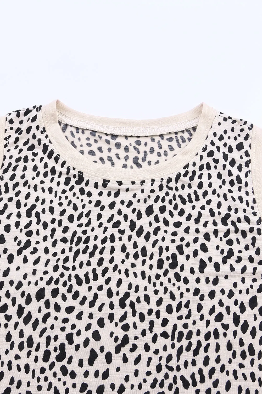 Women's Crew Neck Sleeveless Clothing Polka Dots Tops Shirts Loose Fit Basic Tank Tops