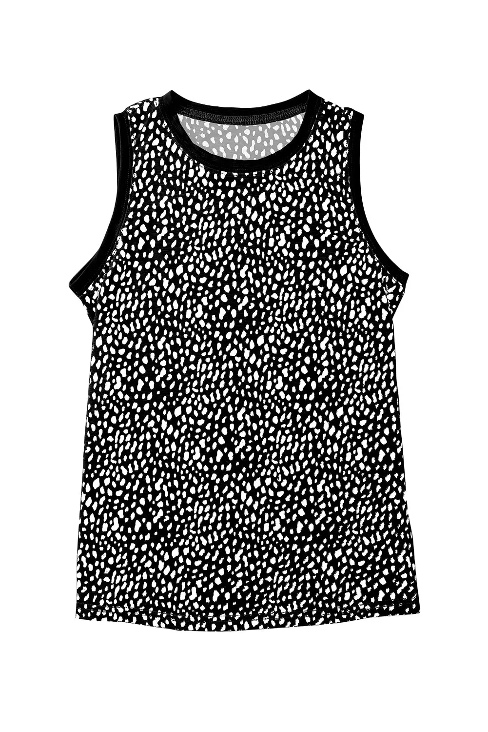 Women's Crew Neck Sleeveless Clothing Polka Dots Tops Shirts Loose Fit Basic Tank Tops