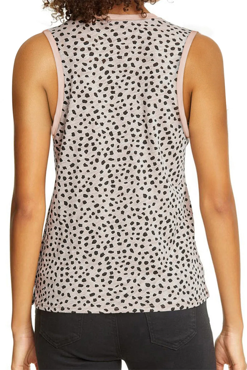 Women's Crew Neck Sleeveless Clothing Polka Dots Tops Shirts Loose Fit Basic Tank Tops