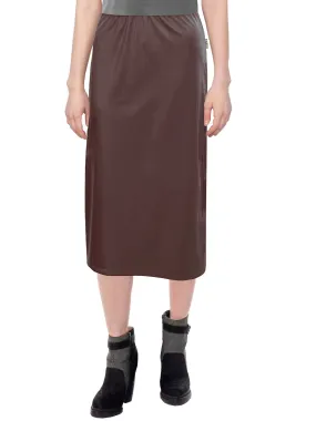 Women's Faux Leather Matte Finish Basic Modest 26" Below the Knee Length Stretch Knit Straight Skirt