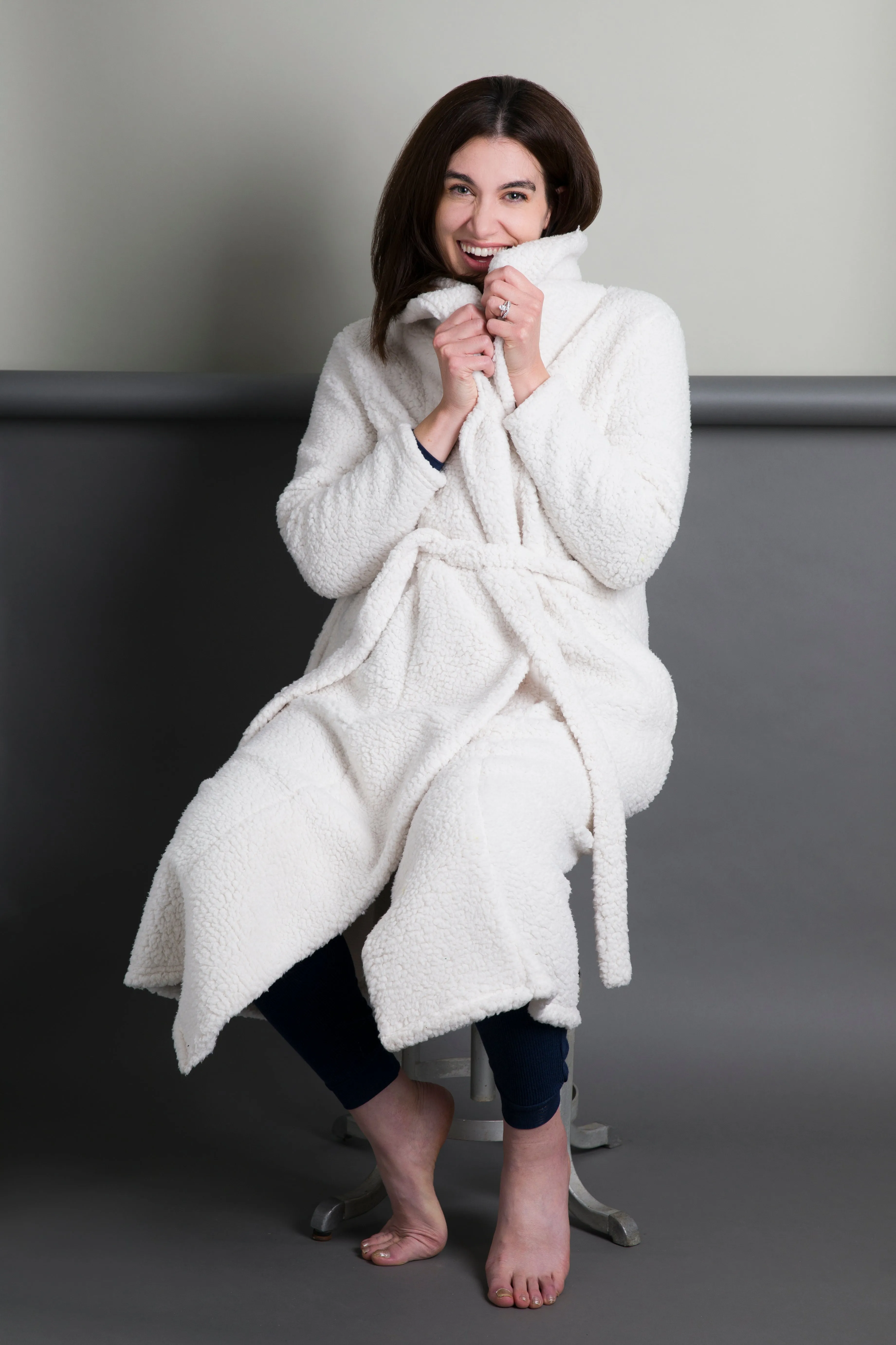 Women's Sherpa Robe Jacket_Cream