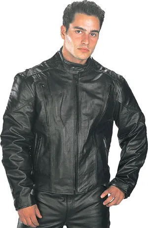 Xelement B7201 Men's 'Speedster' Black Top Grade Leather Motorcycle Jacket with Zip-Out Lining