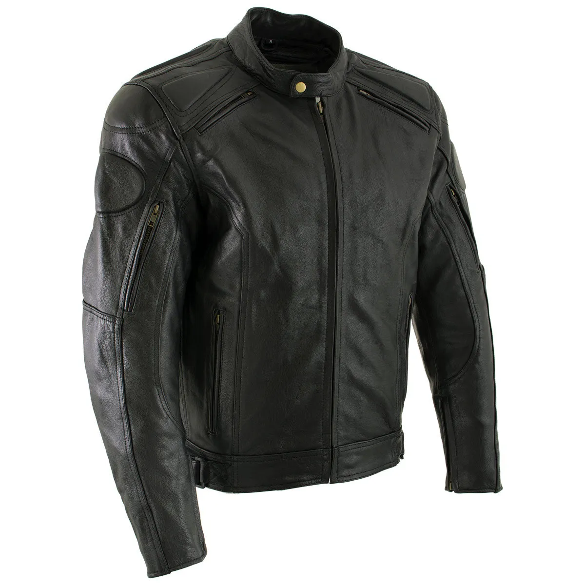 Xelement B7366 Men's 'Executioner' Black Leather Racer Jacket with